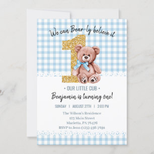 Invitation Belle aquarelle Teddy Bear 1er anniversaire