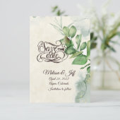 Invitation Belle aquarelle verte enregistrer la date invitati (Debout devant)