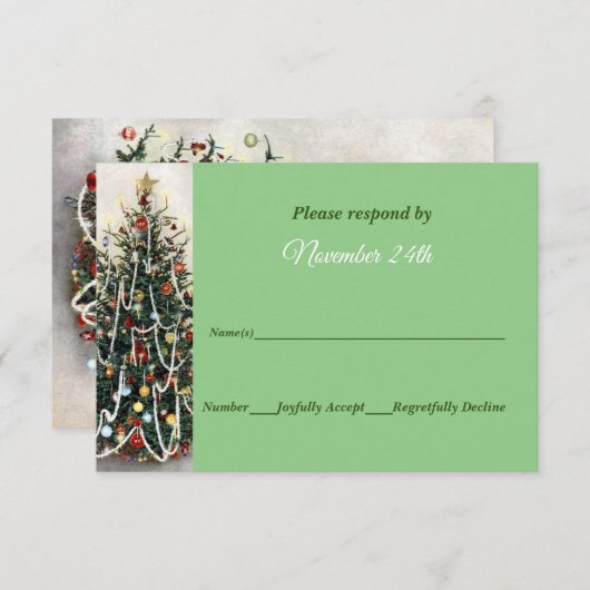 Invitation Belle Arbre illuminé Mariage de Noël RSVP (Devant / Derrière)