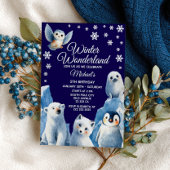 Invitation Belle Arctic Animaux Hiver Fête d'anniversaire pou