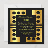 Invitation Belle Art Déco 60e Anniversaire Soirée Gold Noir (Devant)
