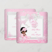 Invitation Belle Baby Shower Mignonne Fille Papillon Rose AA (Devant / Derrière)