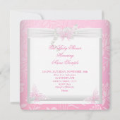 Invitation Belle Baby Shower Mignonne Fille Papillon Rose AA (Dos)