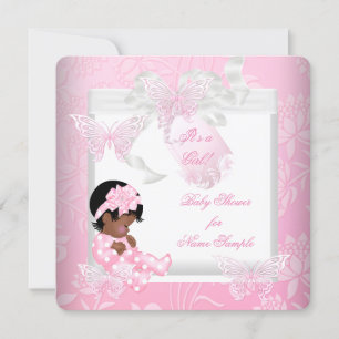 Invitation Belle Baby Shower Mignonne Fille Papillon Rose AA