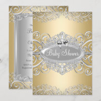 Belle Baby Shower Princesse Damassé Or & Argent
