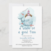 Invitation Belle Baleine D'Un Bon Temps Baby shower Garçon (Devant)