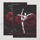 Invitation Belle Ballerina et Ballet Rose Anniversaire (Devant / Derrière)