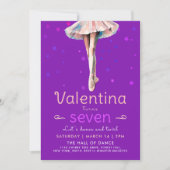 Invitation Belle Ballerina violet Dance Stars Fille Anniversa (Devant)