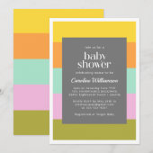 Invitation Belle bande géométrique Bright Pastels Baby shower (Devant / Derrière)