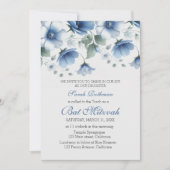 Invitation Belle Bar Mitzvah Fleurie Bleue Fille (Devant)