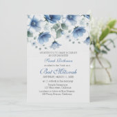 Invitation Belle Bar Mitzvah Fleurie Bleue Fille (Debout devant)