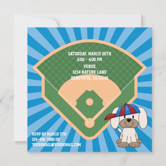 Invitation Belle baseball Chien Chien Chien Chien Chien 1er A (Dos)