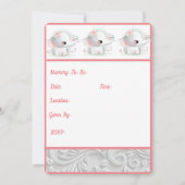 Invitation Belle Bébée Blanche Fille Eléphant (Dos)