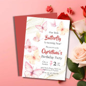 Invitation Belle Bélette à thème papillon moderne 4e annivers