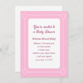Invitation Belle Bible Baby shower Verse Rose clair Simple (Devant / Derrière)