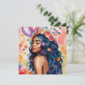 Invitation Belle Black Woman Multicolor Party Art (Debout devant)