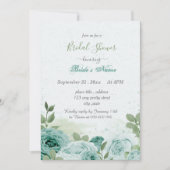 Invitation belle bleue fleurs vert feuille nuptiale douche (Devant)