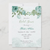 Invitation belle bleue fleurs vert feuille nuptiale douche (Devant)