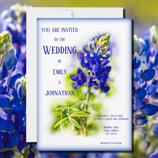 Invitation Belle Bluebonnet Floral, Mariage moderne,