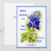 Invitation Belle Bluebonnet Floral, Moderne, Fête des mariées (Devant / Derrière)