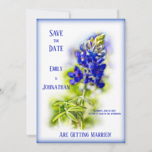 Invitation Belle Bluebonnet Floral, Moderne, Sauvez la date