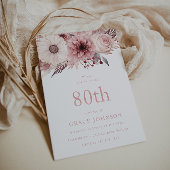Invitation Belle Blush Boho Floral 80e fête d'anniversaire