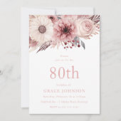 Invitation Belle Blush Boho Floral 80e fête d'anniversaire (Devant)
