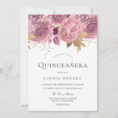 Invitation Belle Blush Floral & Gold Quinceanera Party (Devant)