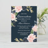 Invitation Belle Blush & Navy Elegant Quinceanera Party (Debout devant)