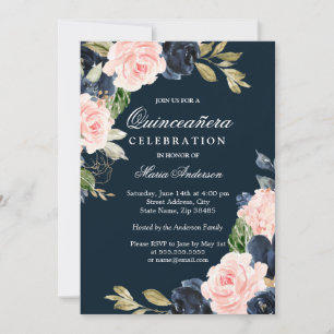 Invitation Belle Blush & Navy Elegant Quinceanera Party