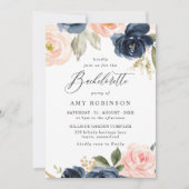 Invitation Belle Blush & Navy Fleurs Bachelorette Party (Devant)