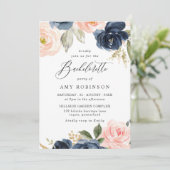 Invitation Belle Blush & Navy Fleurs Bachelorette Party (Debout devant)