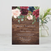 Invitation Belle Blush Rustique Bourgogne Sweet 16 Party (Debout devant)