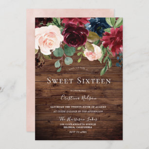 Invitation Belle Blush Rustique Bourgogne Sweet 16 Party