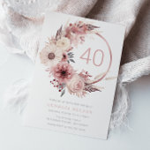 Invitation Belle Boho Blush 40e fête d'anniversaire