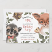 Invitation Belle Bois Animaux Fête d'anniversaire pour enfant (Devant)