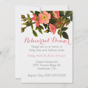 Invitation Belle Botanique rose Rose vintage