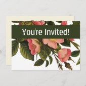 Invitation Belle Botanique rose Rose vintage (Devant / Derrière)