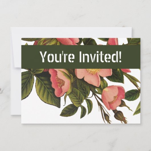 Invitation Belle Botanique rose Rose vintage (Devant)