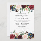 Invitation Belle Bourgogne Blush Floral Mariage (Devant)