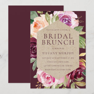 Invitation Belle Bourgogne Fête des mariées Florale Brunch