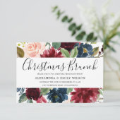 Invitation Belle Bourgogne Rouge Floral Noël Brunch (Debout devant)