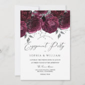 Invitation Belle Burgundy Maroon Rose d'engagement (Devant)