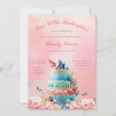 Invitation Belle Butterflies Twins Baby shower gâteau (Devant)
