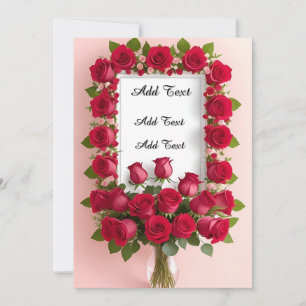 Invitation Belle cadre floral avec des roses rouges