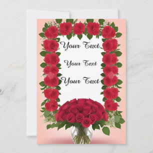 Invitation Belle cadre floral avec des roses rouges