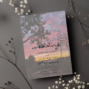 Invitation Belle campagne de coucher de soleil orange mariage