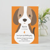 Invitation Belle caricature chien anniversaire de enfant fête (Debout devant)
