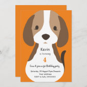 Invitation Belle caricature chien anniversaire de enfant fête (Devant / Derrière)