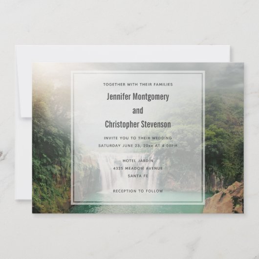 Invitation Belle cascade d'un Mariage de Forêt Verte (Devant)